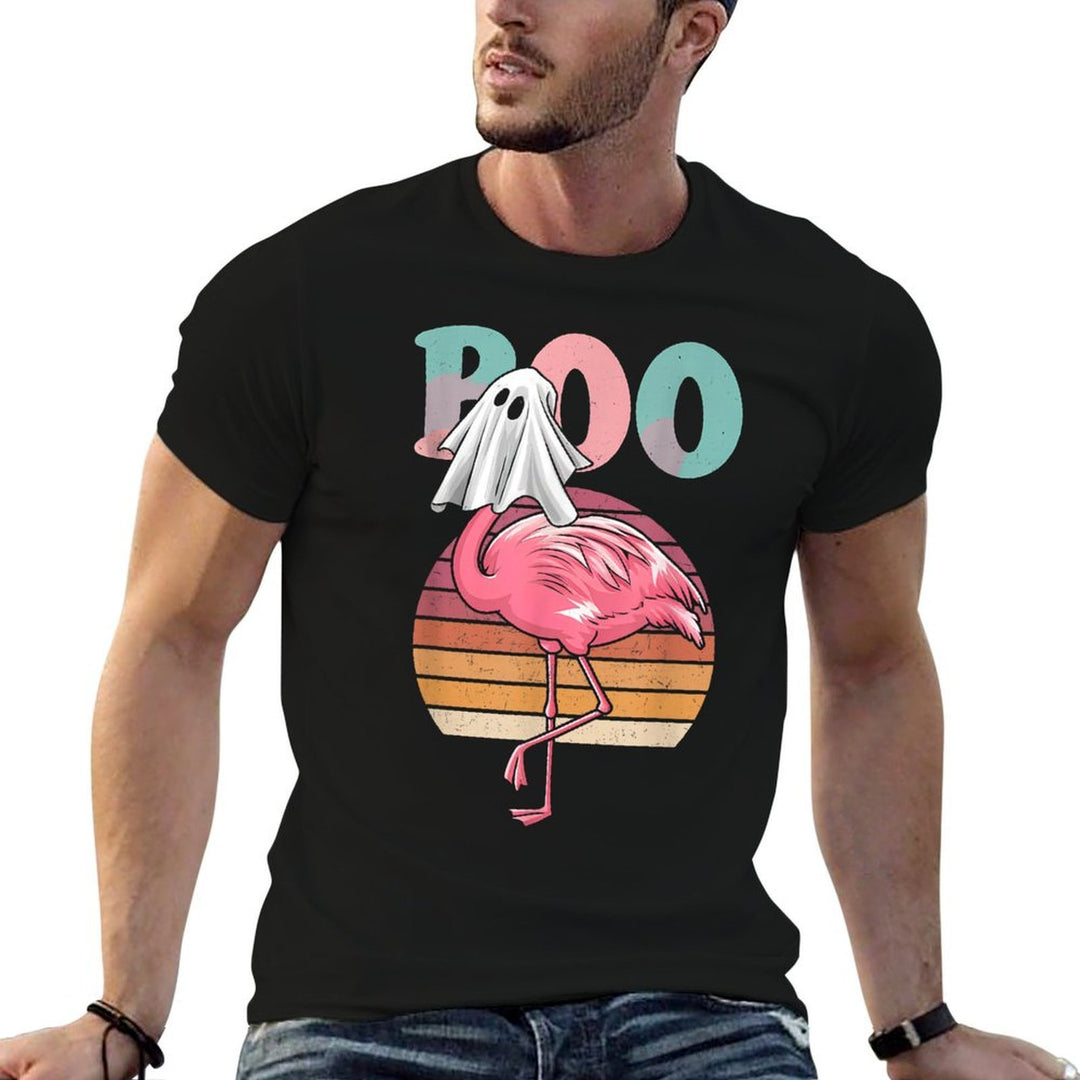 Flamingo Ghost Boo Pink Halloween Costume Flamingo Lover  Fade-proof Color T-Shirt
