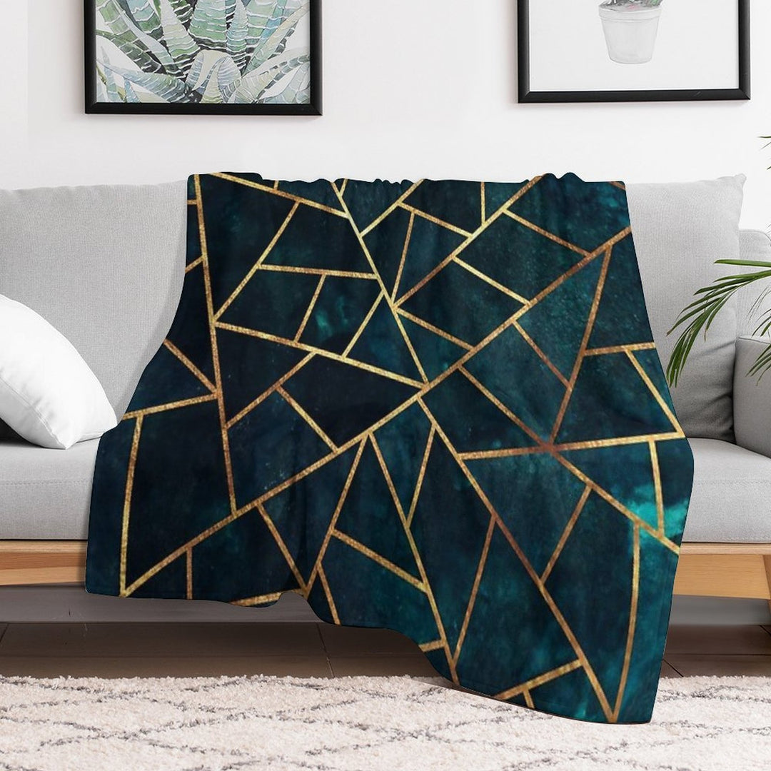Deep Teal Geometric Machine-washable Throw Blanket