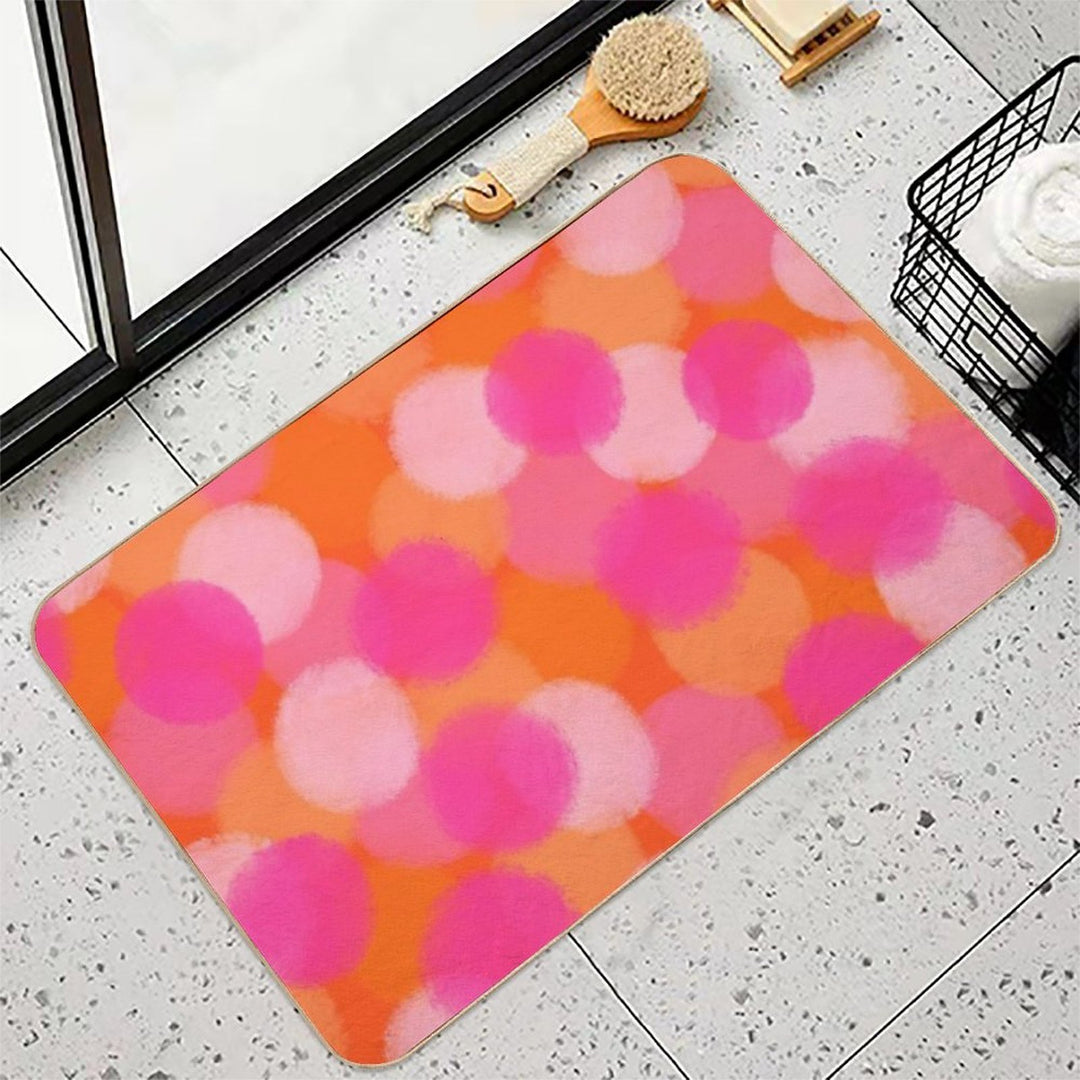 Abstract, Hot Pink And Orange, Paint Brush Effect Round  Pet-Safe Bath Mat