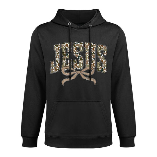 Camo Jesus Coquette Bow Camouflage God Christian Religious Unisex Design Hoodie