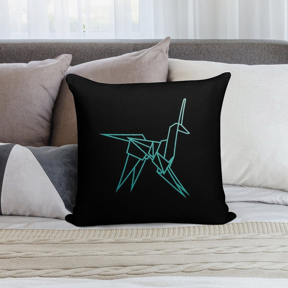 Blue Blade Runner Origami Unicorn Soft Fade-Resistant Throw Pillow