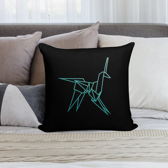 Blue Blade Runner Origami Unicorn Soft Fade-Resistant Throw Pillow