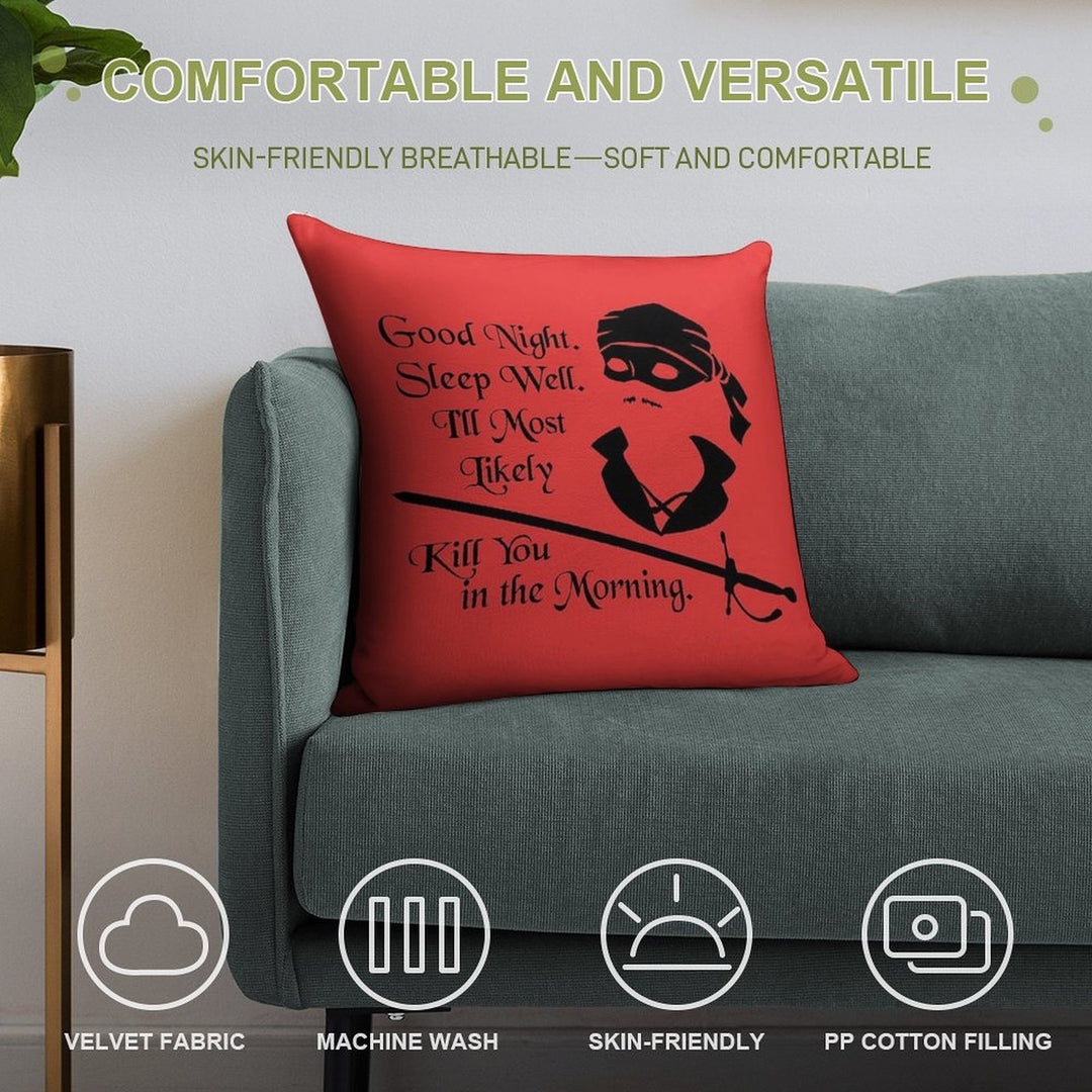 Good Night Soft Short Plush Fabric Throw Pillow