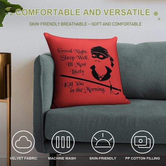 Good Night Soft Short Plush Fabric Throw Pillow