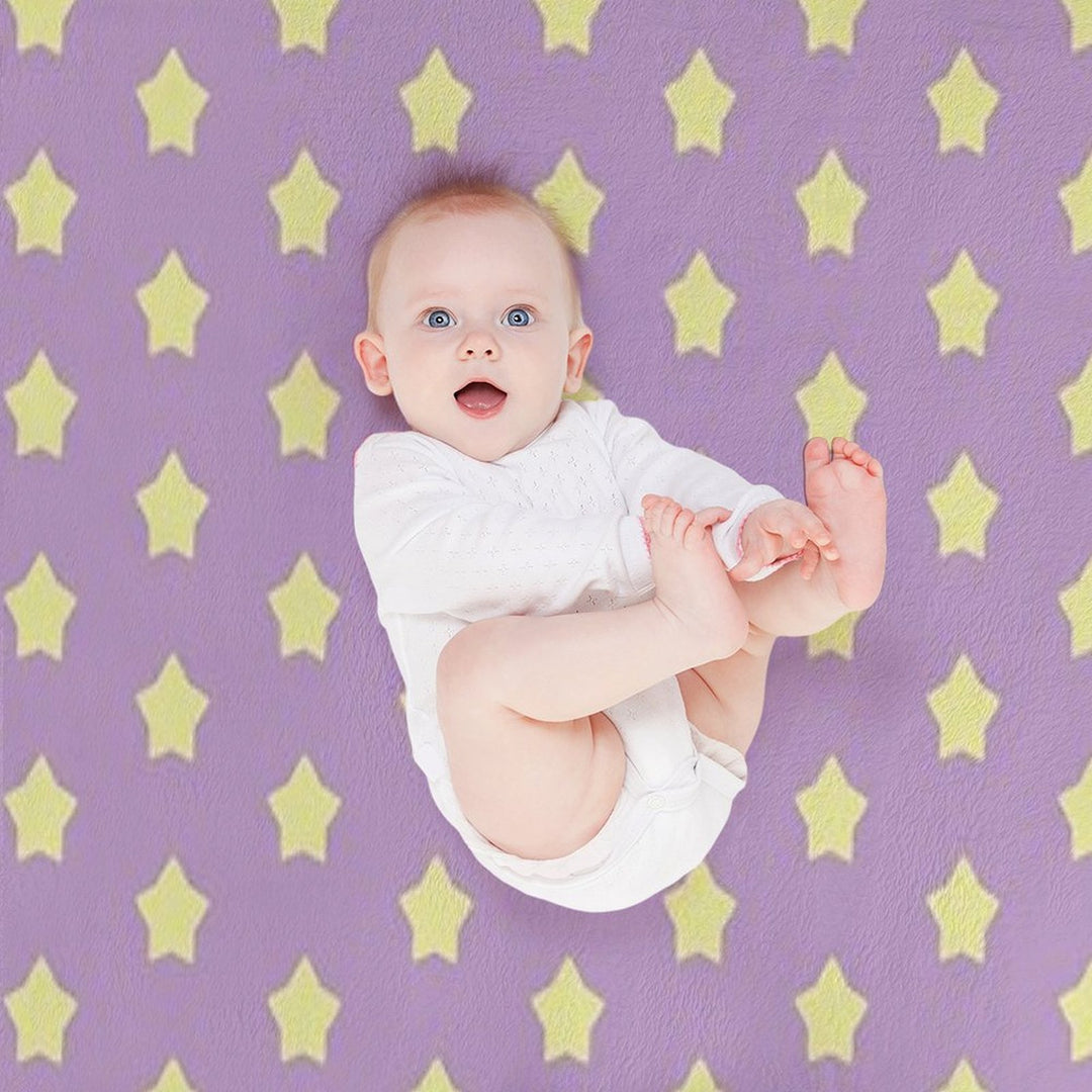 Yellow Stars on Purple Pop Versatility Throw Blanket