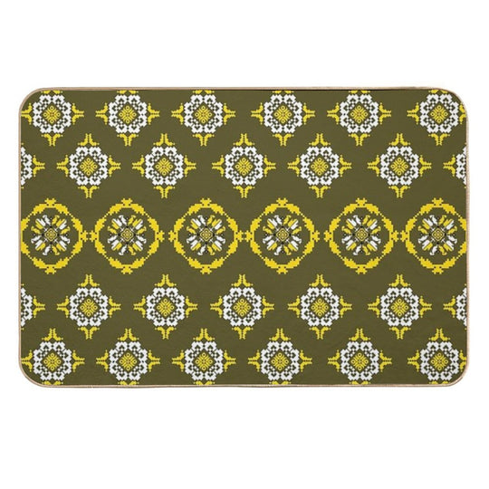 Verdant Harmony — A Dialogue in Diamond And Bloom Pattern Seamless  Versatile Bath Mat