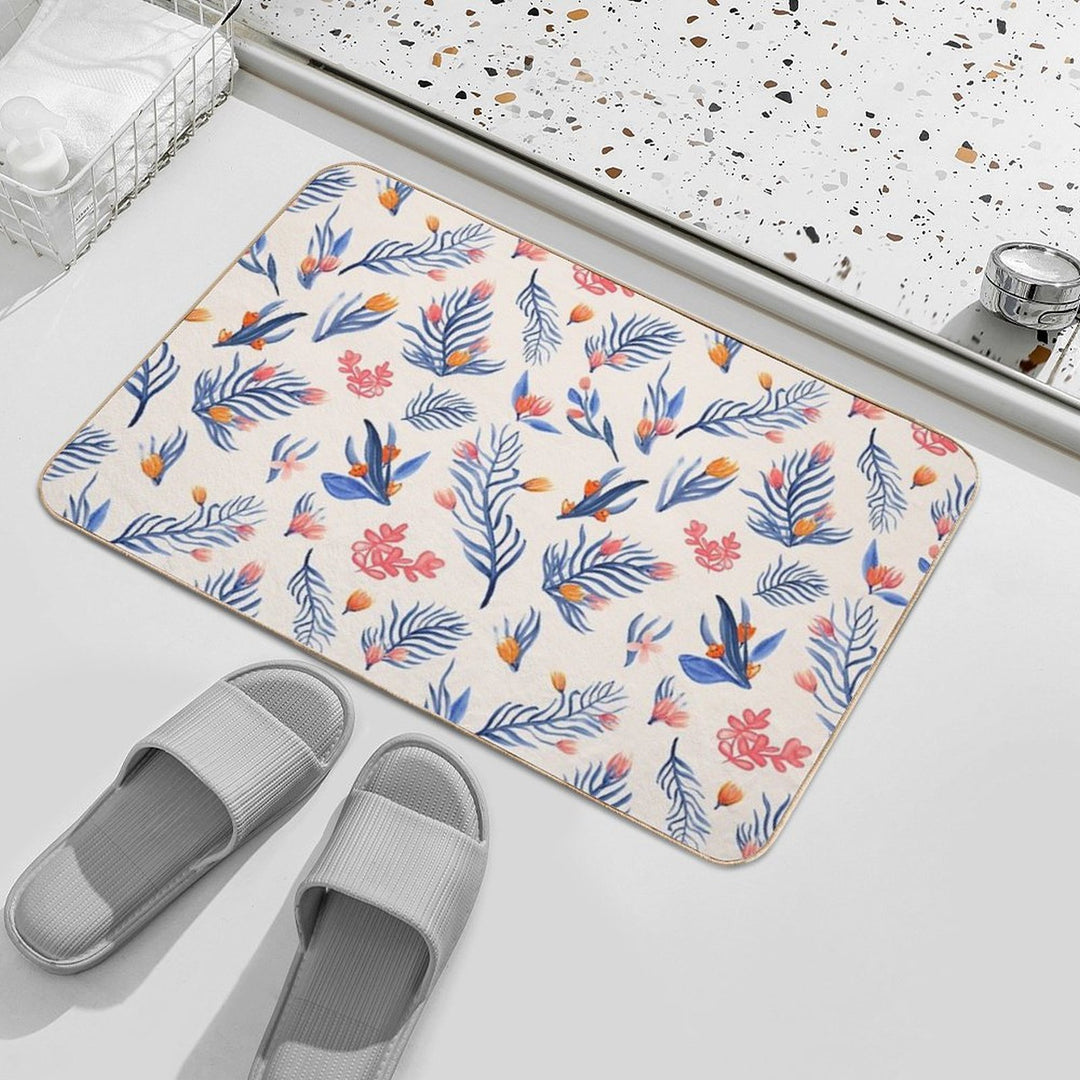 Succulent Garden Pattern on Cream  Pet-Safe Bath Mat
