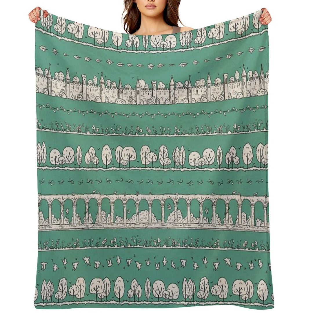 Castles And Colonnades — Turquoise Eco-conscious Throw Blanket
