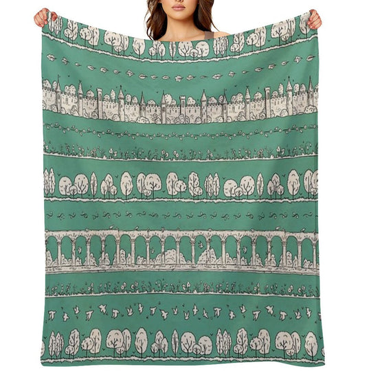 Castles And Colonnades — Turquoise Eco-conscious Throw Blanket