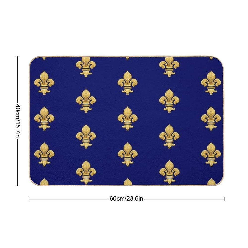 Royal Fleur De Lys Blue  Absorbent Bath Mat
