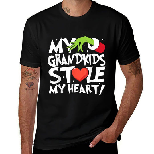 Vintage My Grandkids Stole My Christmas Heart Grandma Xmas  Summer-ready Fabric T-Shirt