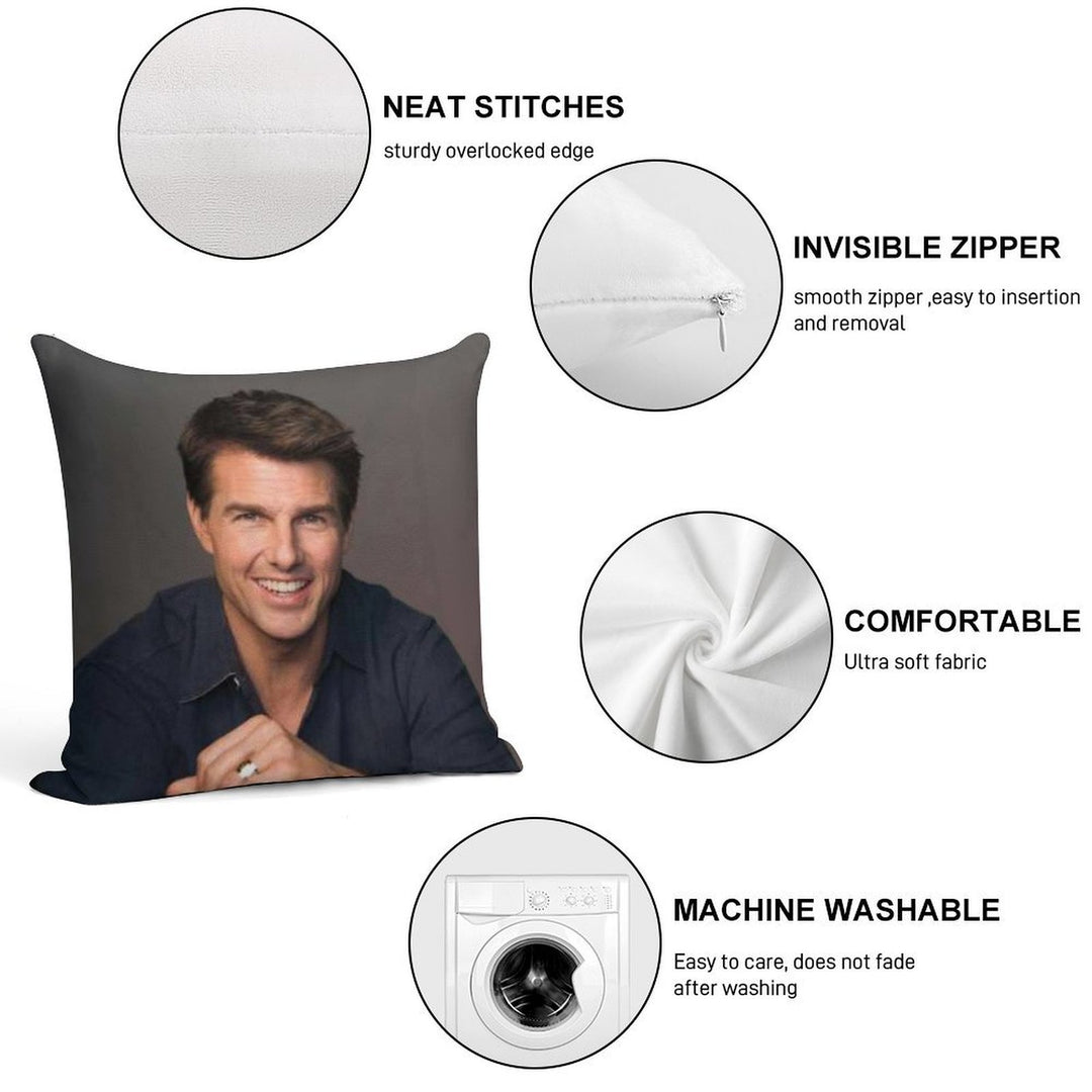 Handsome Actor Soft Hidden Zipper Throw Pillow