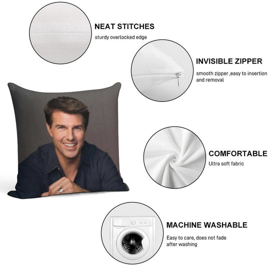 Handsome Actor Soft Hidden Zipper Throw Pillow
