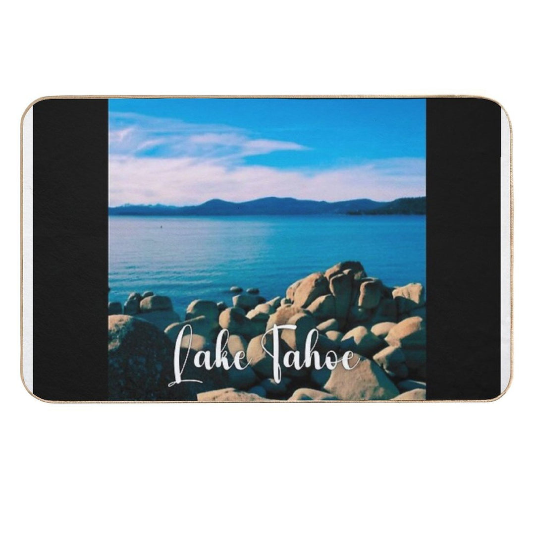 Nature's Palette Blue Elegance at Lake Tahoe's Shoreline  Long-Lasting Bath Mat