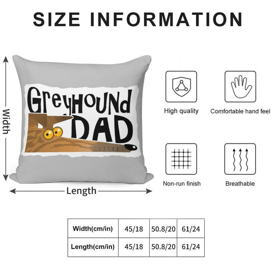 Greyhound Dad (brindle) Soft Short Plush Fabric Throw Pillow