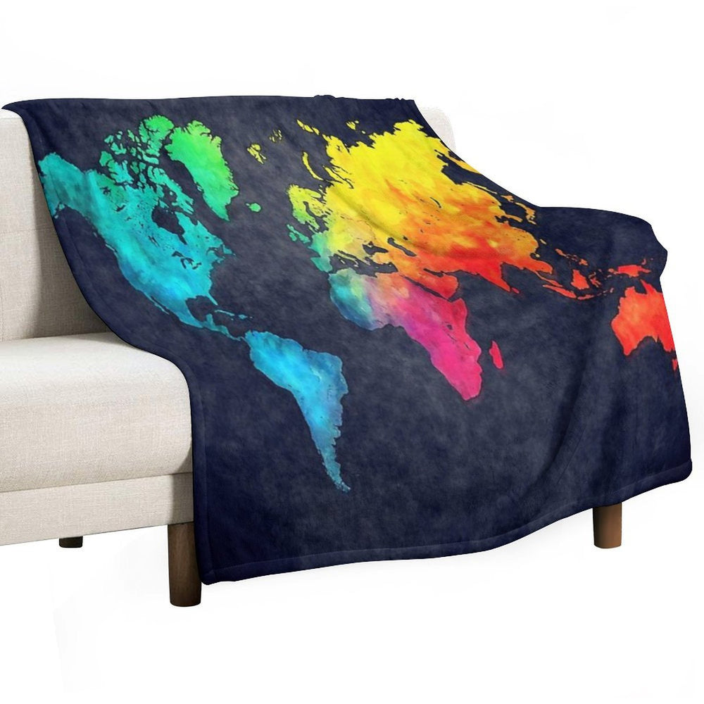 World Map Watercolor 6 #map #worldmap Durable Throw Blanket