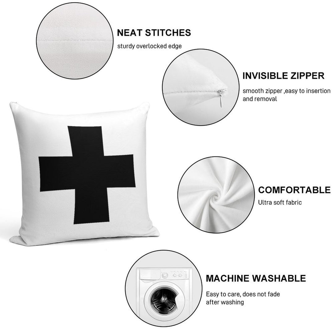 Swiss Cross in Black Soft Style Accent Throw Pillow