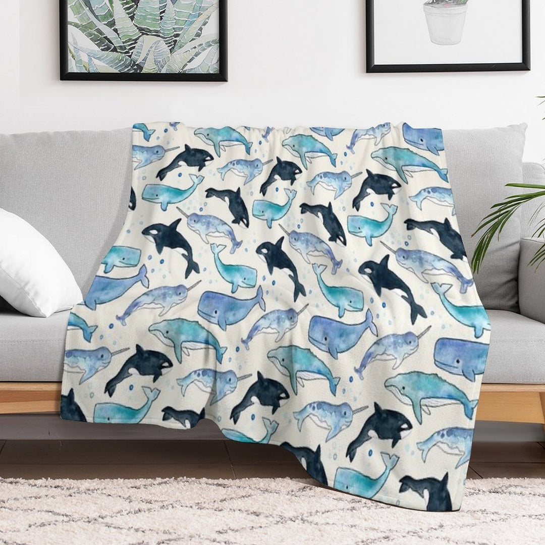 Whales, Orcas & Narwhals Velvety-soft Throw Blanket