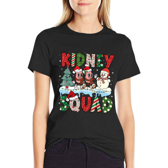 Kidney Squad Xmas Tree Snowman Dialysis Nurse Christmas  Stretchy T-Shirt