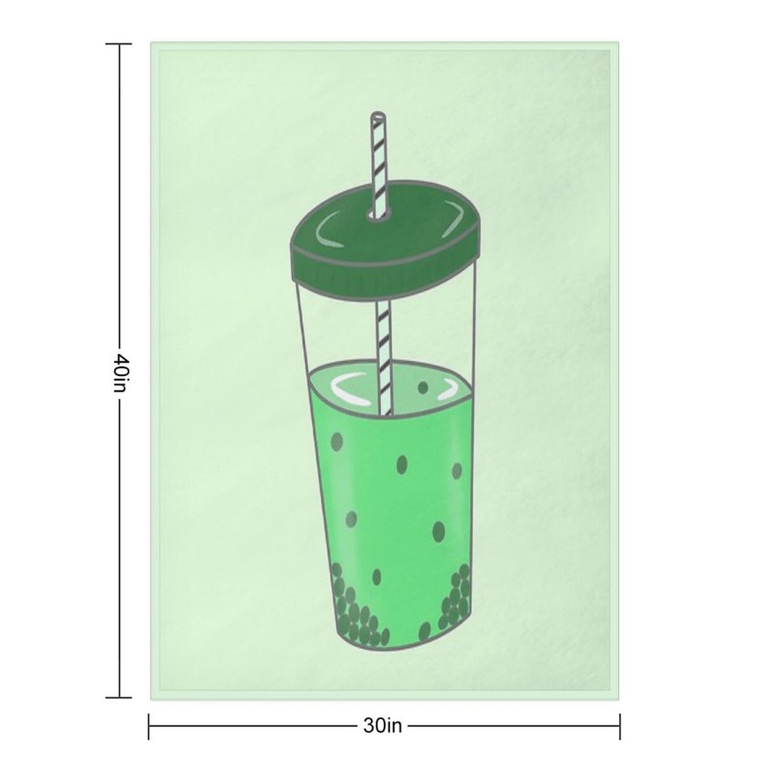 Green Boba Digital Doodle Gift-ready Throw Blanket