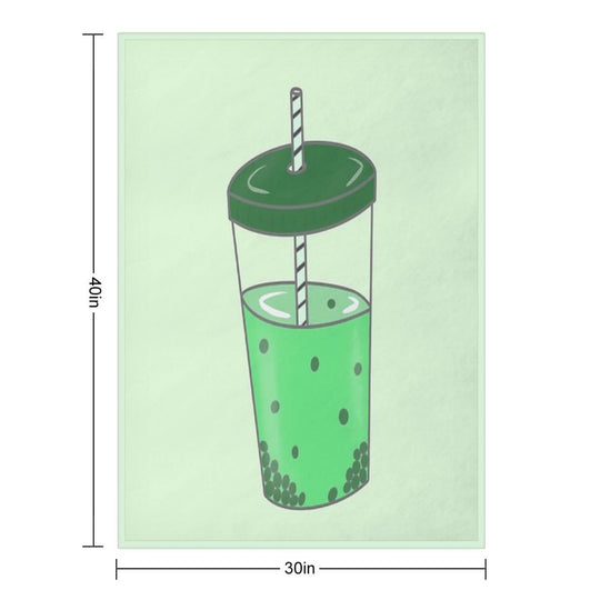 Green Boba Digital Doodle Gift-ready Throw Blanket