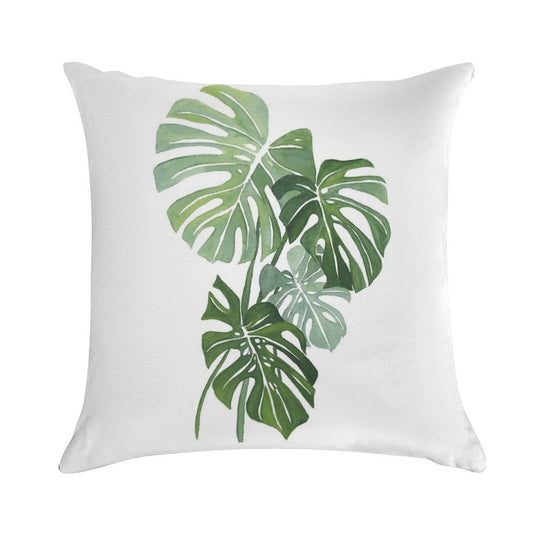 Monstera Leaves Soft Home Decor Throw Pillow