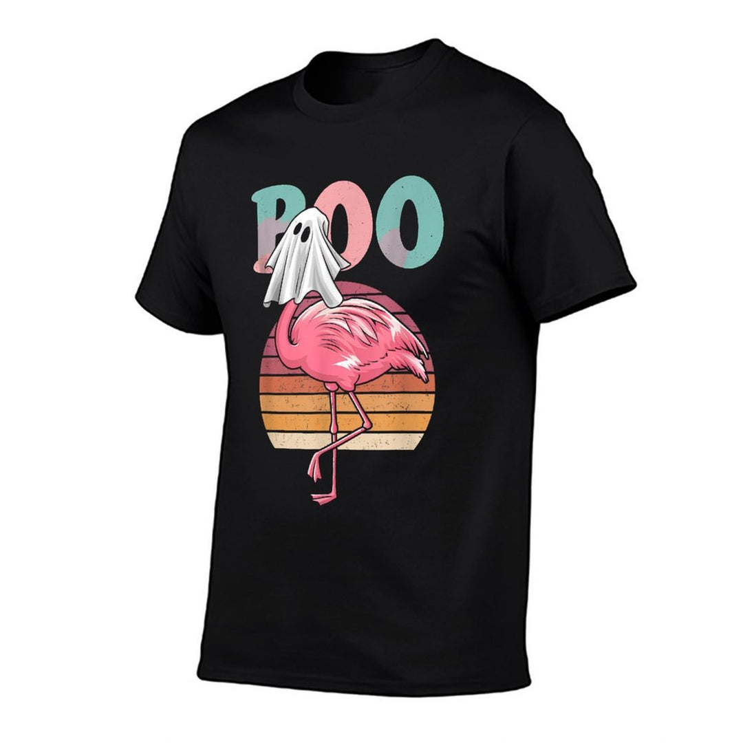 Flamingo Ghost Boo Pink Halloween Costume Flamingo Lover  Fade-proof Color T-Shirt