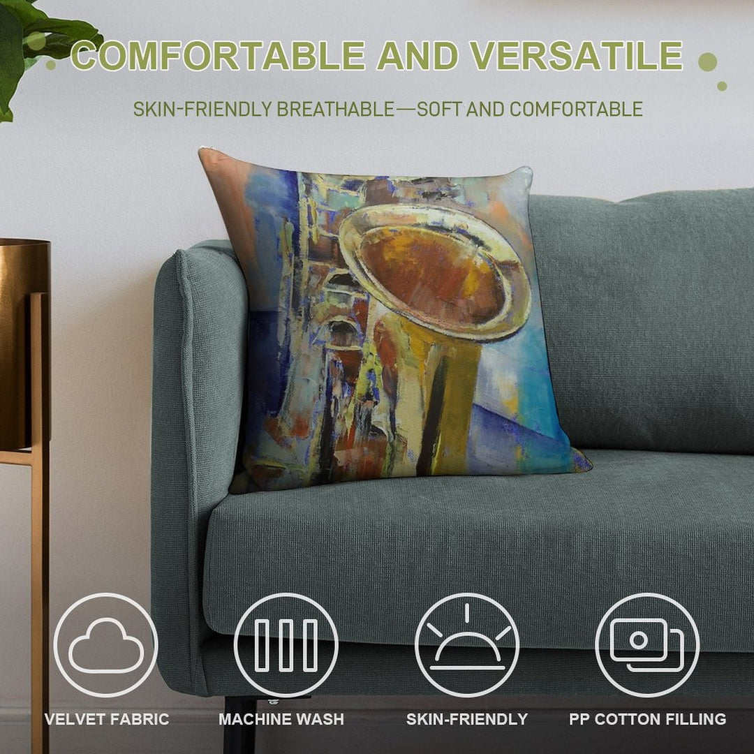 Saxophone Soft Anti-Pilling Throw Pillow