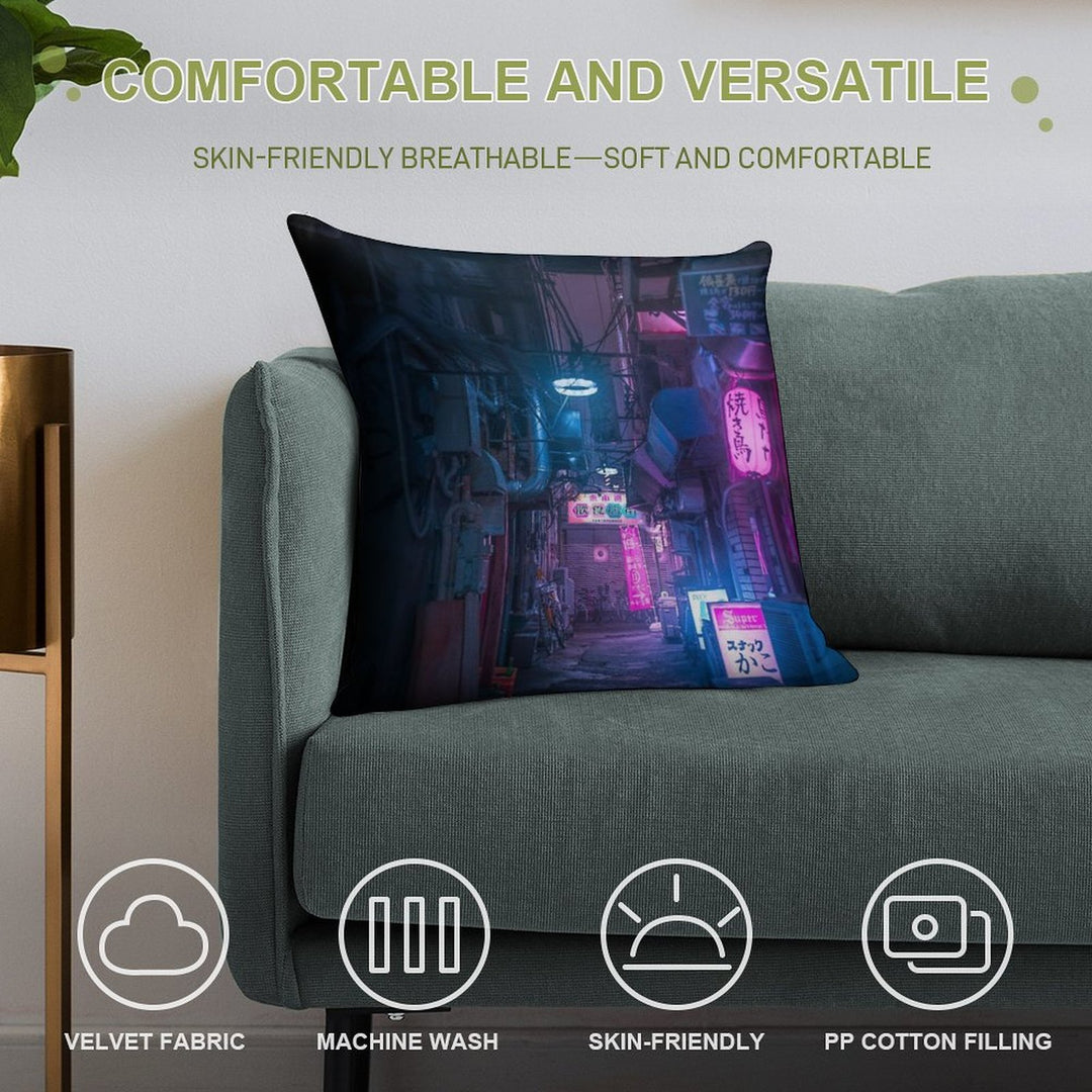Dark City Vibes in Tokyo Soft Skin-Friendly Throw Pillow