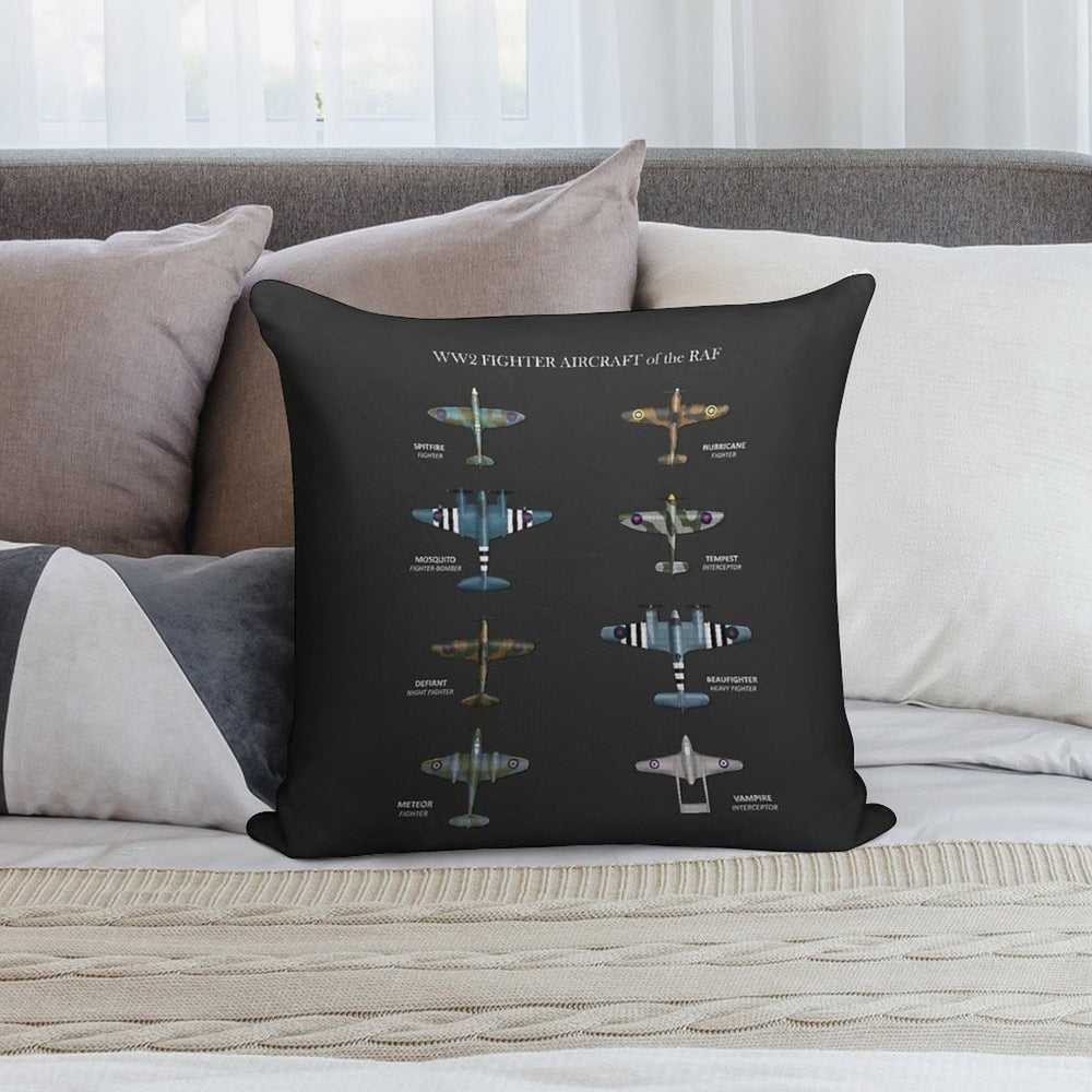 WW2 Fighter Aircraft of The RAF Soft Durable Construction Throw Pillow