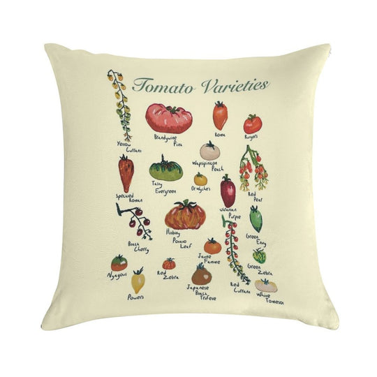 Tomato Varieties Spread Soft Decorative Cover Throw Pillow