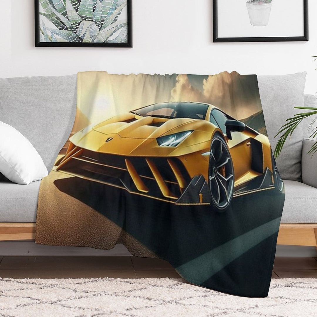 Lamborghini Sports Car on A Stunning Road Gift-ready Throw Blanket