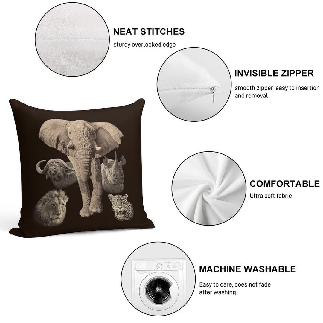 Big Five Africa Safari Soft Ultra-Soft Texture Throw Pillow