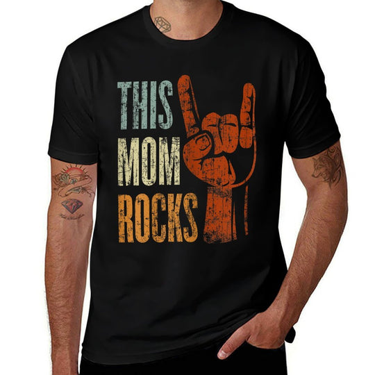 This Mom Rocks Rock N Roll Metal Gift for Mother  Oversized Silhouette T-Shirt