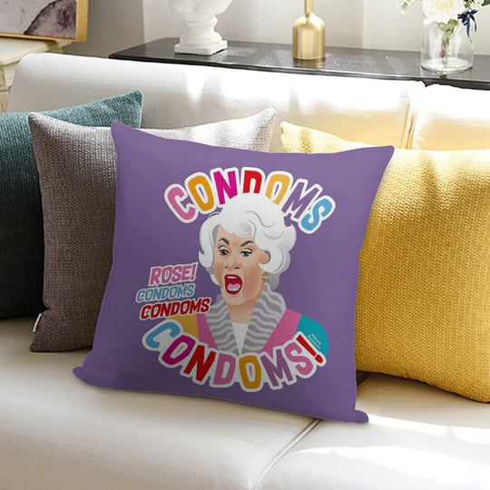 Condoms, Rose! Soft Hidden Zipper Throw Pillow