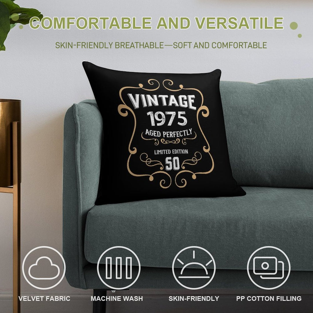 50th Birthday Vintage 1975 Aged Perfectly Gift Soft High-Density Material Throw Pillow