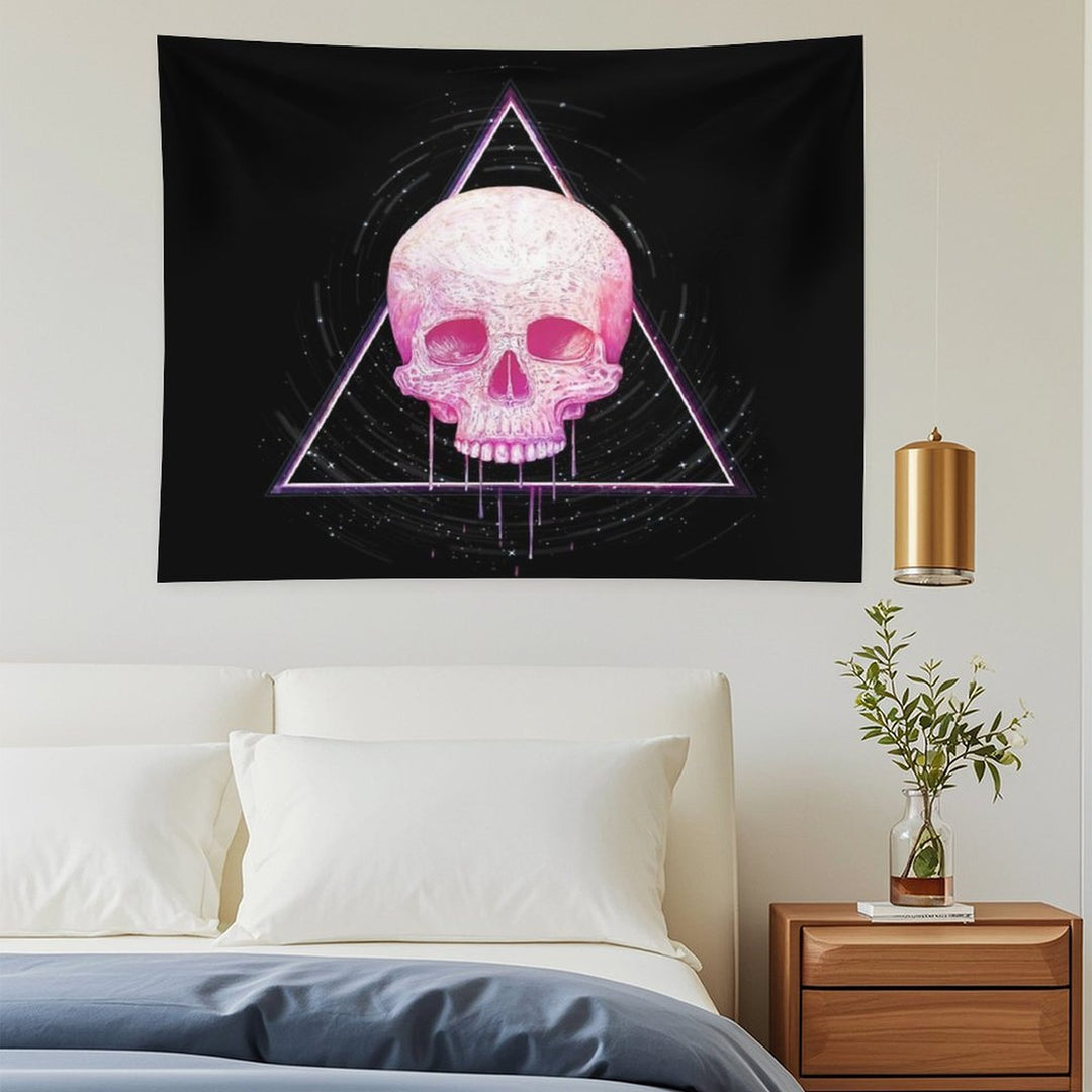 Skull in Triangle on Black Tapestry