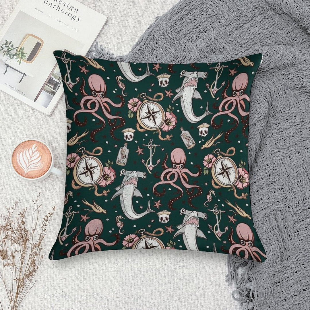 Dark Sea Creature Pattern Soft Home Decor Throw Pillow