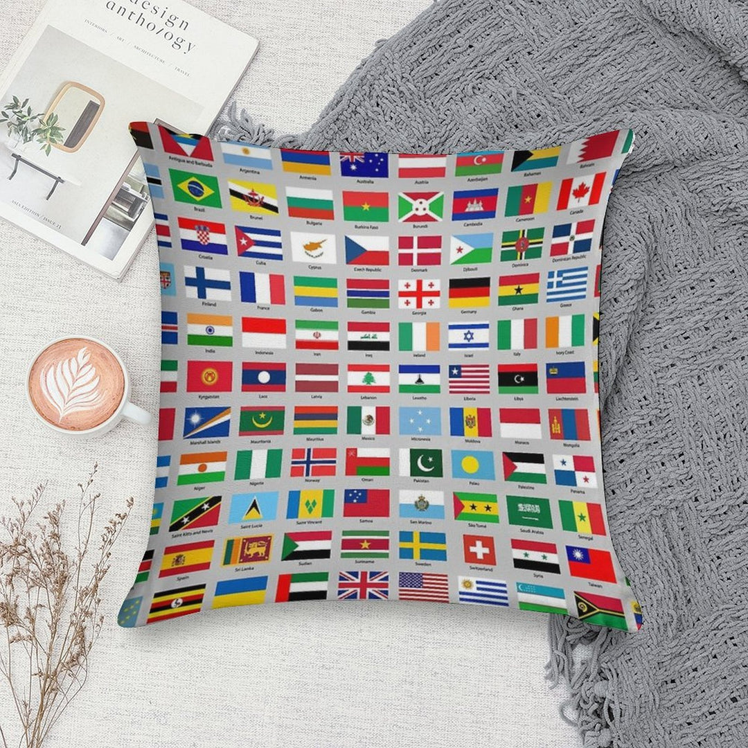 All of The Current World Flags Every Nation Soft Decorative Cover Throw Pillow
