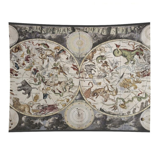 Vintage Celestial Star Map Tapestry
