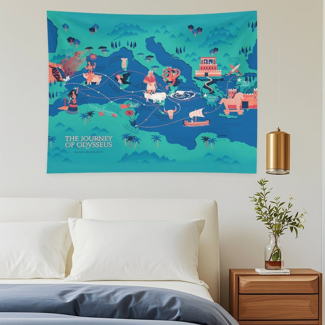 Odyssey Map - The Journey of Odysseus Tapestry