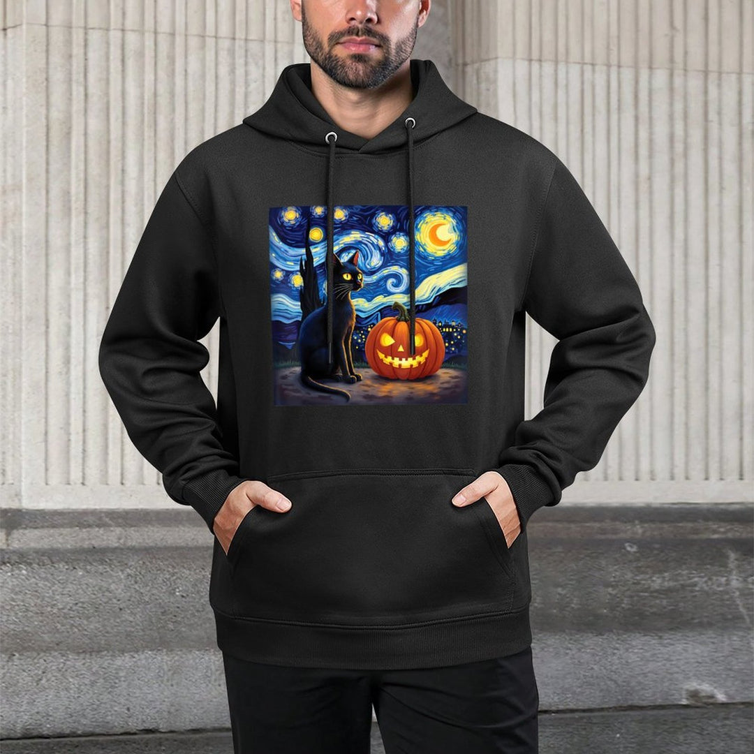 Cat Halloween T-shirt Cat Lovers Starry Night Cat Van Gogh All-Day Comfort Hoodie