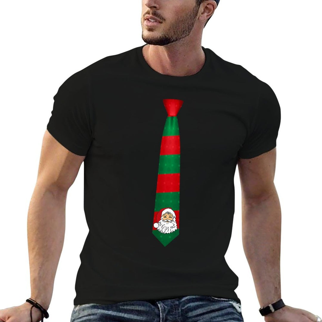 Santa Christmas Tie, Necktie Funny Dress Xmas Graphic  Easy-care T-Shirt