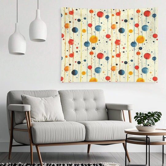 Grunge Watercolor Shapes – Blue, Yellow & Red Pattern Tapestry
