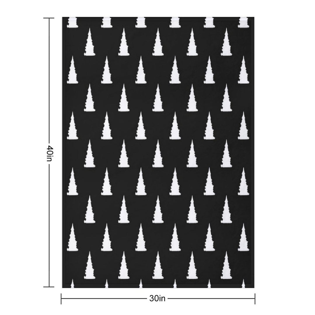 White Christmas Tree Silhouette Pattern on Black Background All-season Throw Blanket