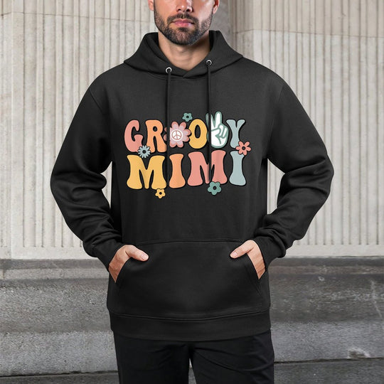 Groovy Mimi Retro Grandma Matching Family 1st Birthday Party Versatile Streetwear Hoodie