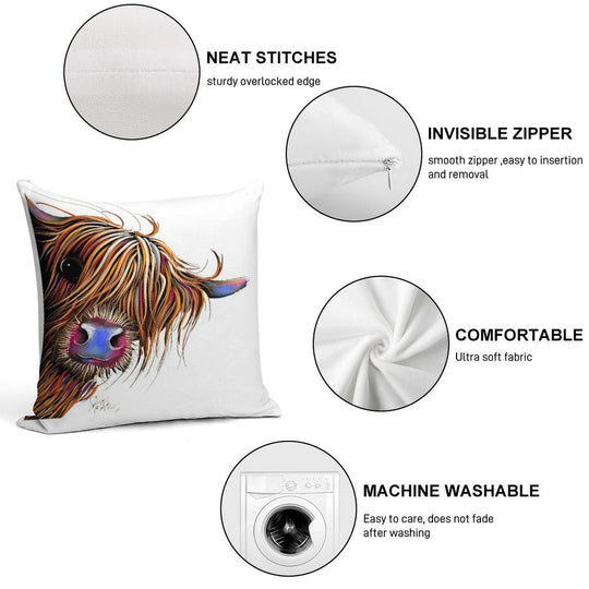 HiGHLaND CoW PRiNT SCoTTiSH ' SuGaR LuMP ' BY SHiRLeY MacARTHuR Soft Shrink-Resistant Throw Pillow