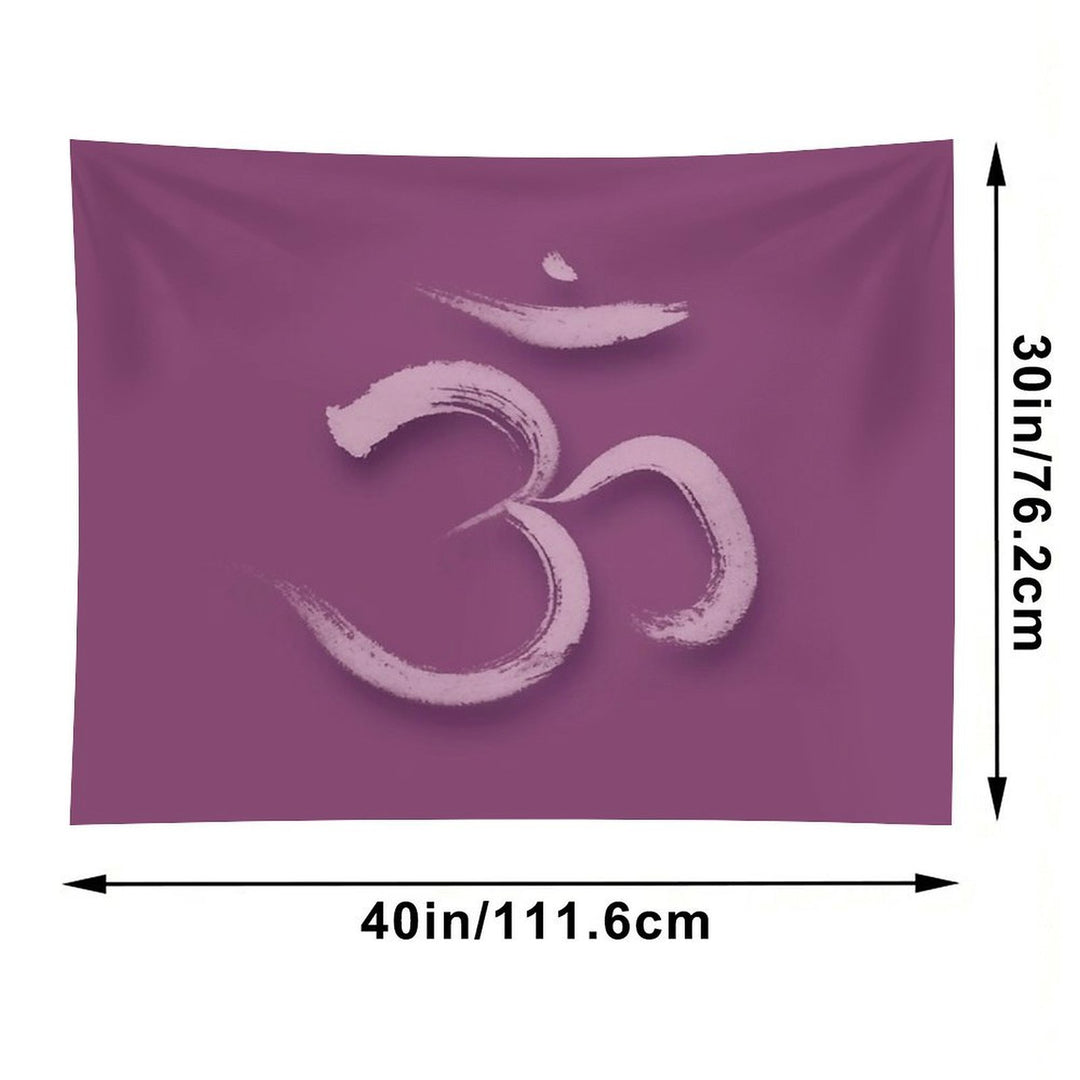Sanskrit Om Or Aum Sacred Symbol of The Crown Chakra in Yoga Artistic Design in Purple Colors Art Print Tapestry
