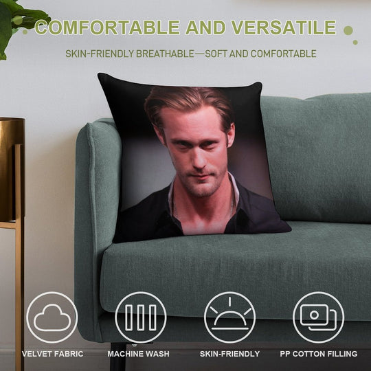 Alexander Skarsgard 2 Soft Fade-Resistant Throw Pillow