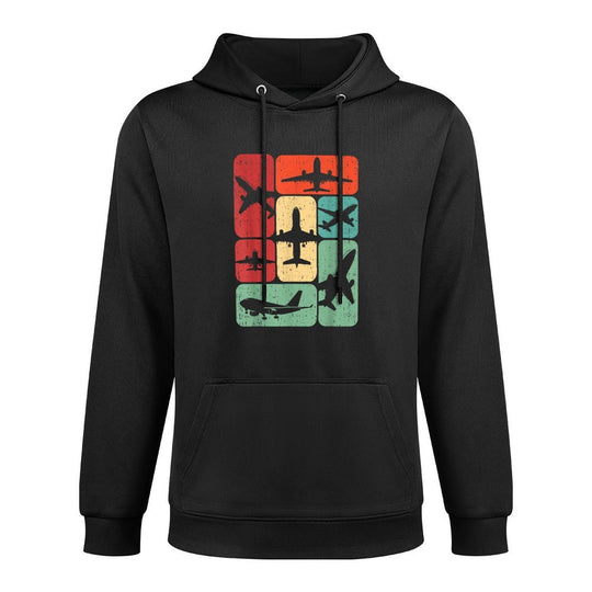 Vintage Airplane Design Gifts Kids Men Airplane Pilot Art Retro Black Small Men Boys Winter All-Day Comfort Hoodie